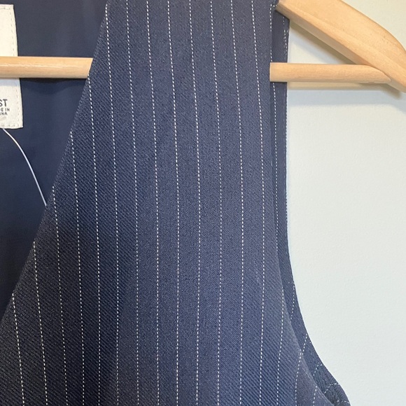 Abercrombie & Fitch Mara Vest Pinstripe Button-Front Navy Mini Dress - Picture 3 of 6